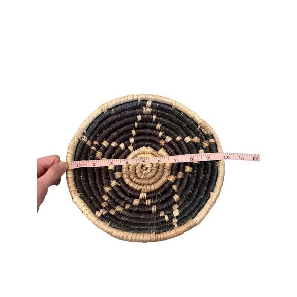Handmade Seagrass Basket Set Black Tan Star Pattern Boho Rustic Country Africa - Picture 9 of 12